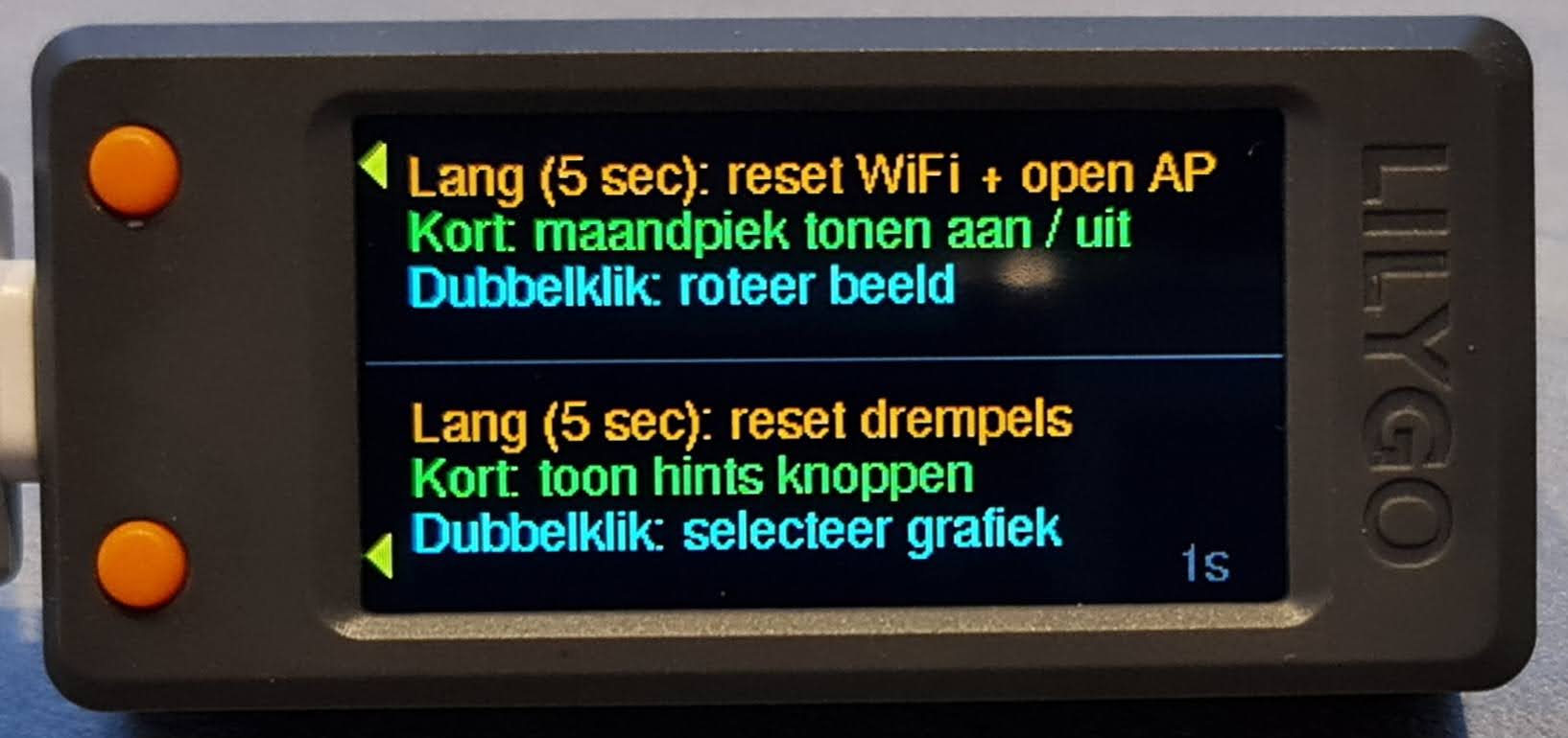 Knoppenhints op de LilyGo T-Display
